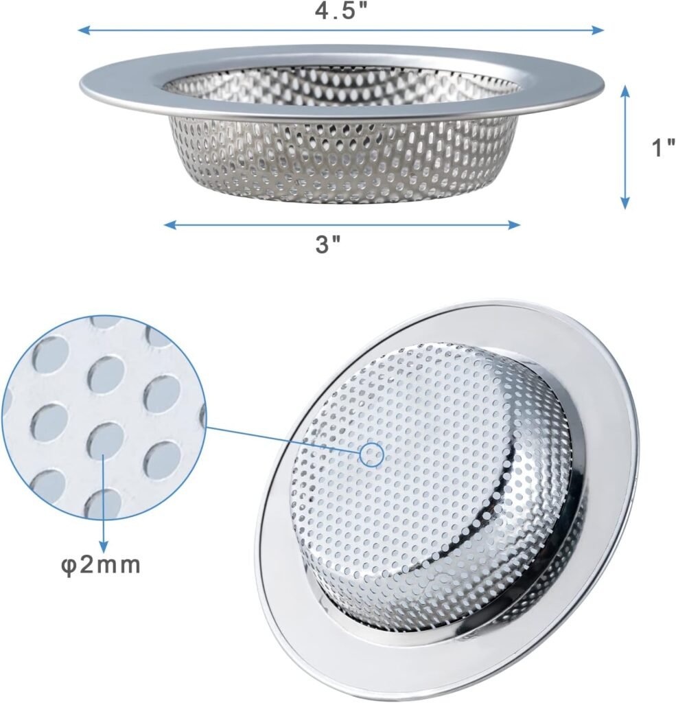 2-Piece Kitchen Sink Strainer Set – Double-Layer Sink Drain Basket with Food Waste Filter, Anti-Clog Drain Protector