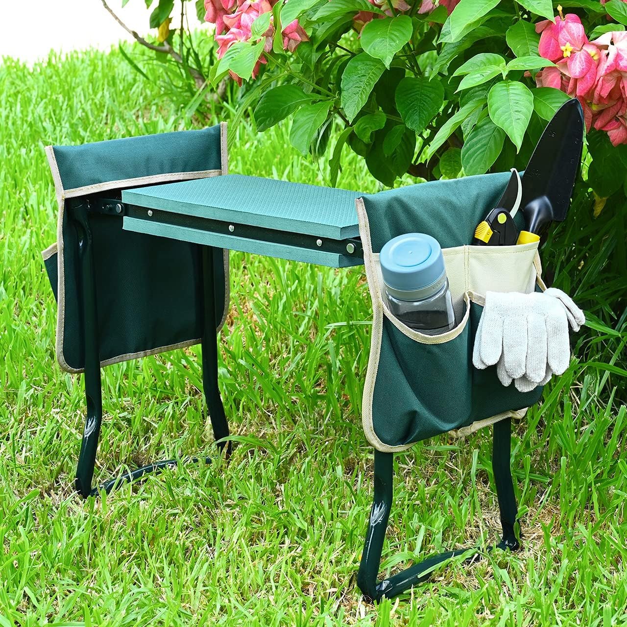 Heavy-Duty Garden Kneeler and Seat – Foldable Gardening Stool with Thick Soft Kneeling Pad & 2 Tool Pouches, Portable Gardener Bench - Image 5