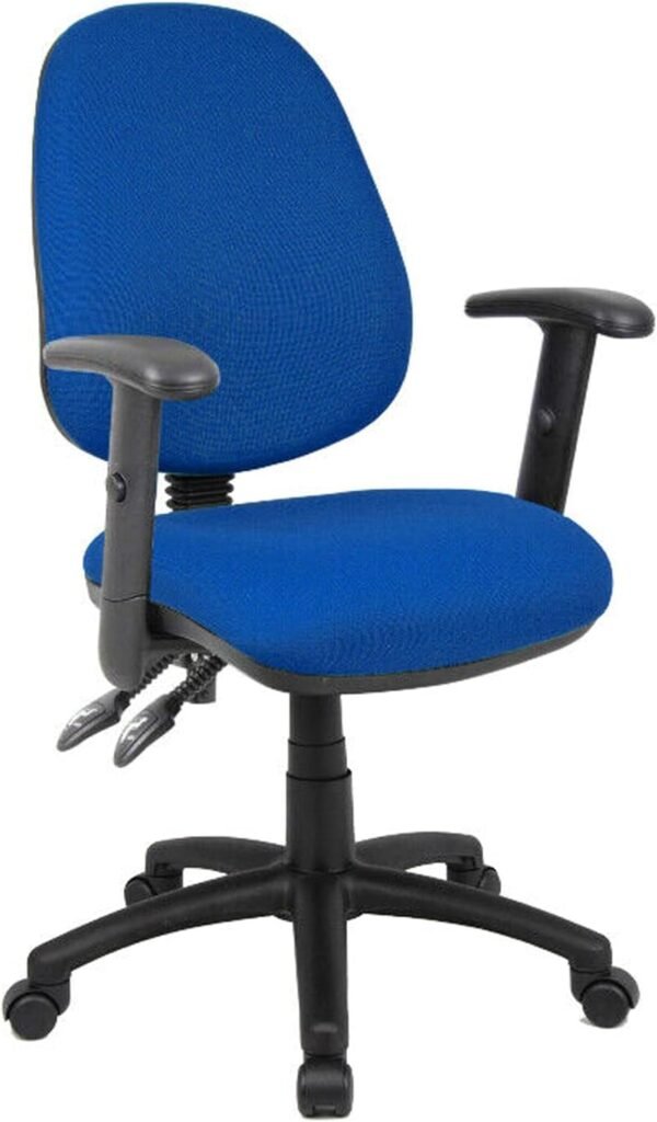 Blue Fabric Office Operator Chair – 2 Lever with Adjustable Arms