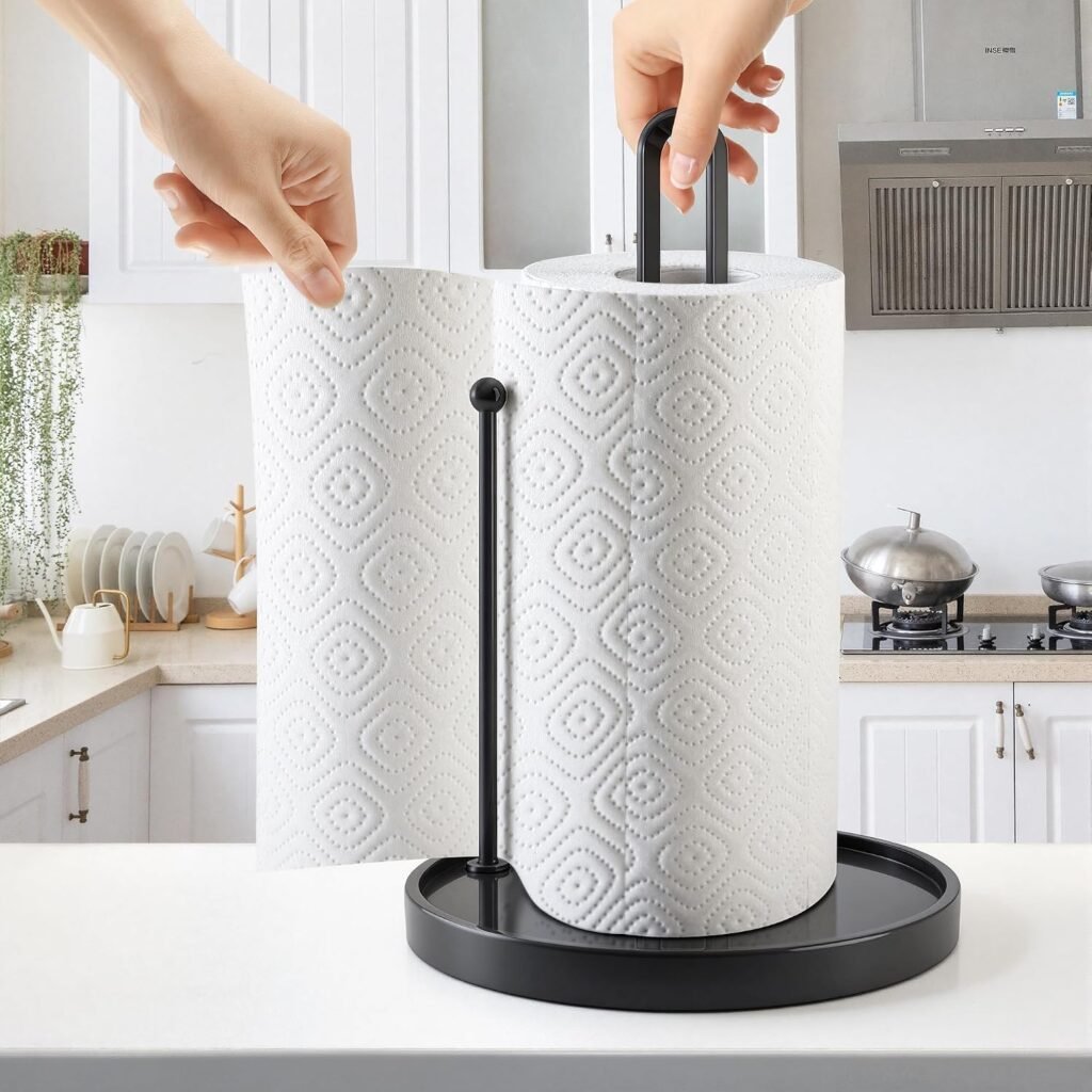 Countertop Paper Towel Holder – Standing Kitchen Roll Dispenser with Anti-Slip Base, Easy-Access Paper Towel Stand