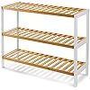 ESPADA 3 Tier Natural Bamboo Shoe Rack – 9 Pair Capacity