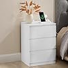 ESPADA Modern Bedside Table with Charging Station, 2 Drawers, 2 AC Outlets & 2 USB Ports, Cloud White Nightstand for Bedroom & Living Room