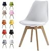 ESPADA Retro Dining Chair with Wooden Legs, Soft Cushion Seat – Stylish Lounge & Office Chair, White