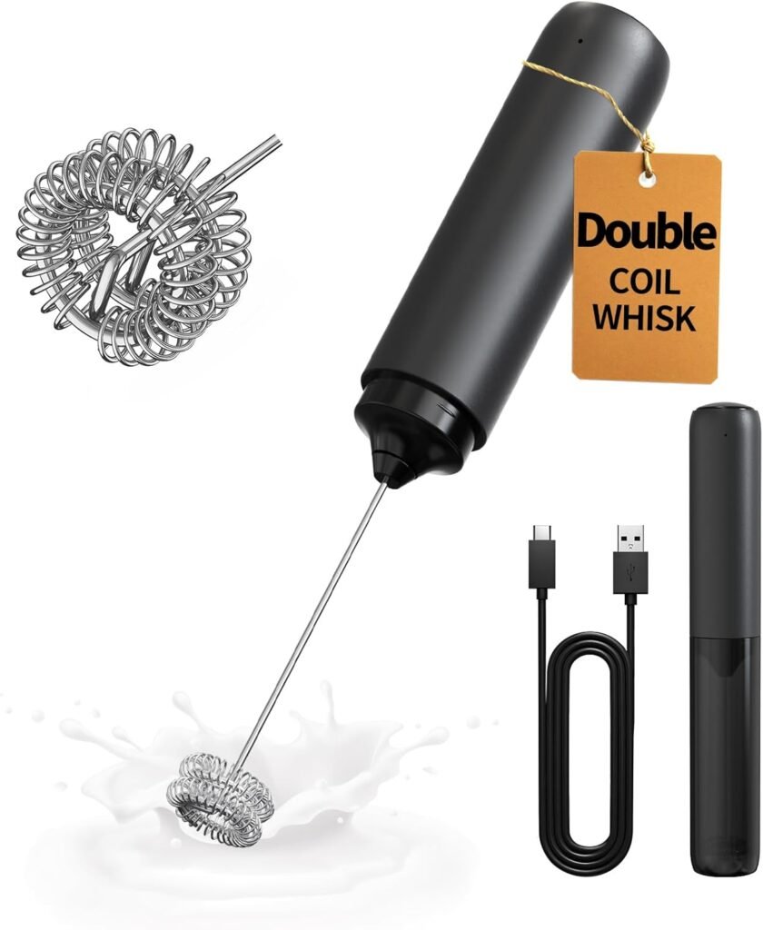 Espada Electric Milk Frother Handheld – Rechargeable Coffee Frother with Dual Spring Whisk