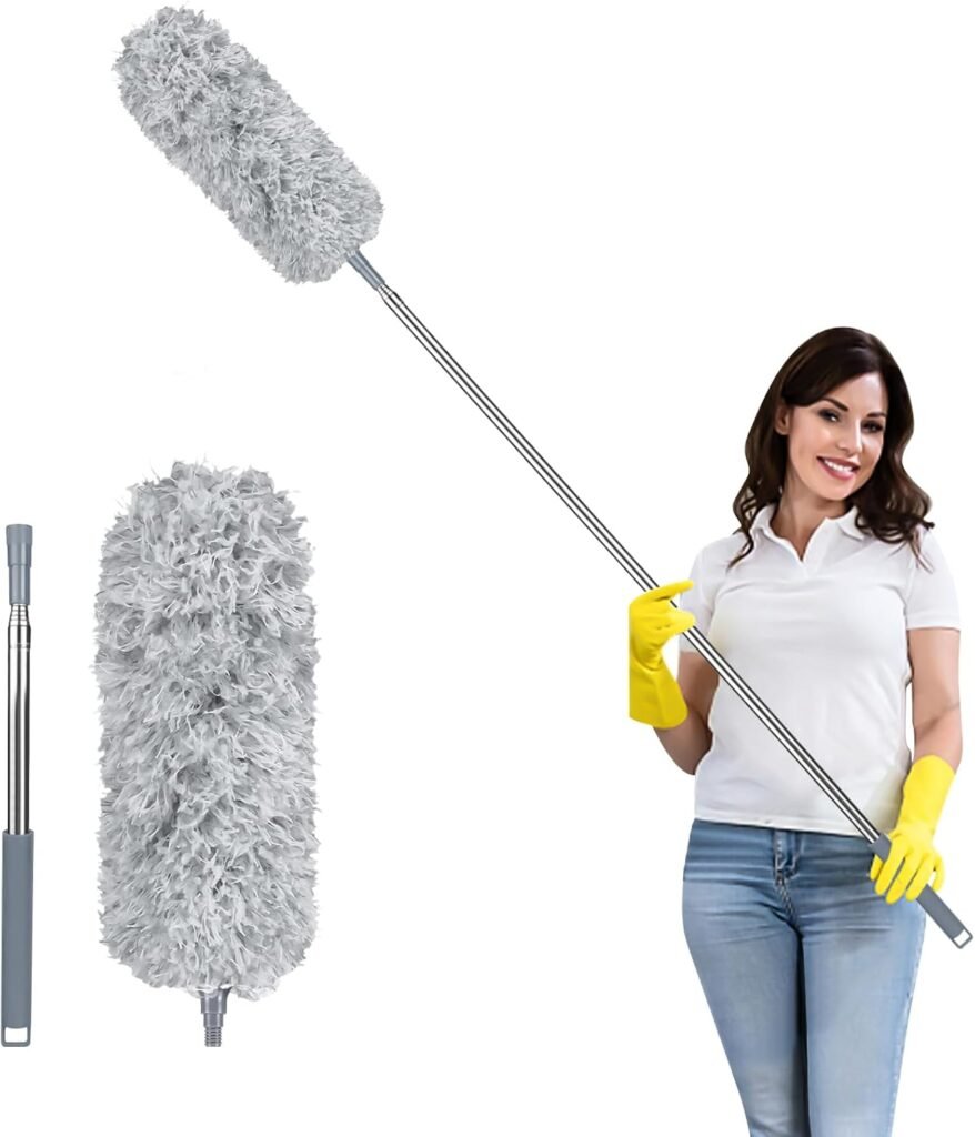 Extendable Feather Duster with Soft Silicone Cap – 240 cm Long Reach