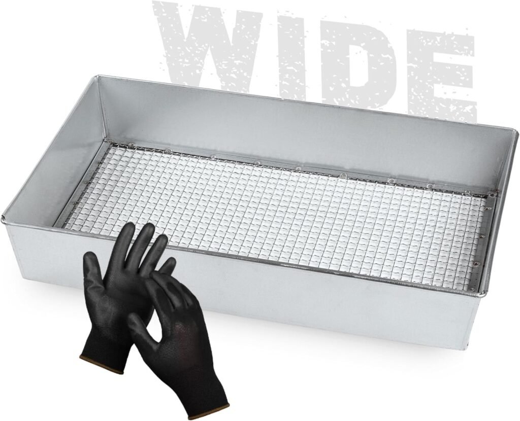 Wide Garden Soil Sifter with Gloves – 3/8-Inch Galvanized Soil Screen & Compost Sieve for Gardening, Planting & Landscaping
