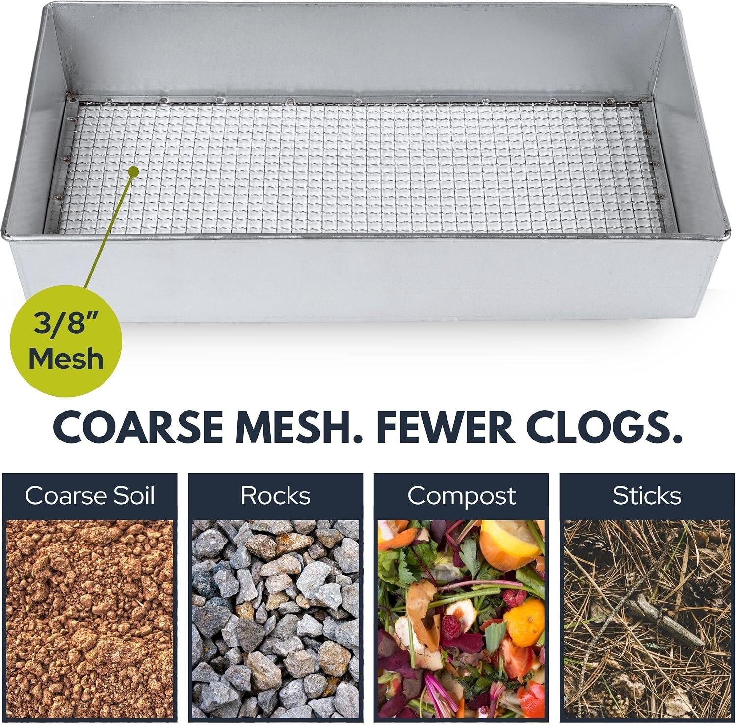 Wide Garden Soil Sifter with Gloves – 3/8-Inch Galvanized Soil Screen & Compost Sieve for Gardening, Planting & Landscaping - Image 5
