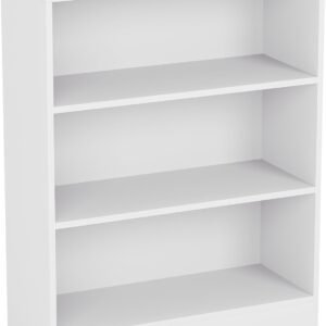 ESPADA 3 Tier Low Bookcase, White Wooden Shelving Unit with Open Storage Shelves for Living Room, Bedroom, Home Office & Study