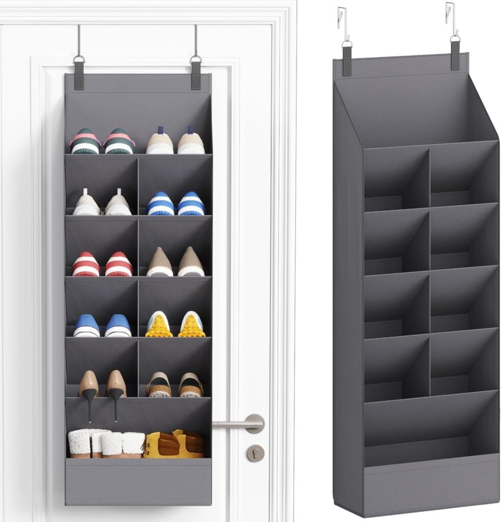 ESPADA 6 Tier Over the Door Shoe Organizer, Hanging Shoe Rack Holder with Multiple Storage Compartments, Space Saving Shoe Storage for Bedroom, Hallway & Closet