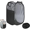 ESPADA Collapsible Mesh Laundry Hamper with Side Pocket, Pop-Up Washing Basket with Handles for Bathroom, Bedroom, Dorm & College