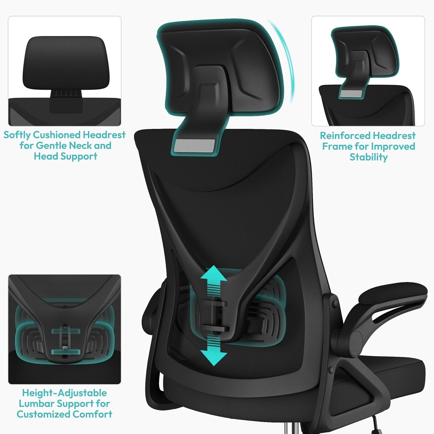 ESPADA Ergonomic High Back Office Chair with Padded Seat & Lumbar Support, Comfortable Computer Desk Chair for Home Office, Study & Work - Image 7