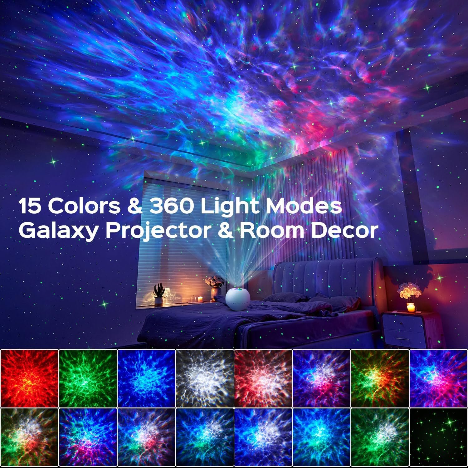 ESPADA Galaxy Projector, 15-Color Starry Sky Projector with White Noise, Ambient Night Light for Girls, Women & Boys, Birthday Gift - Image 2