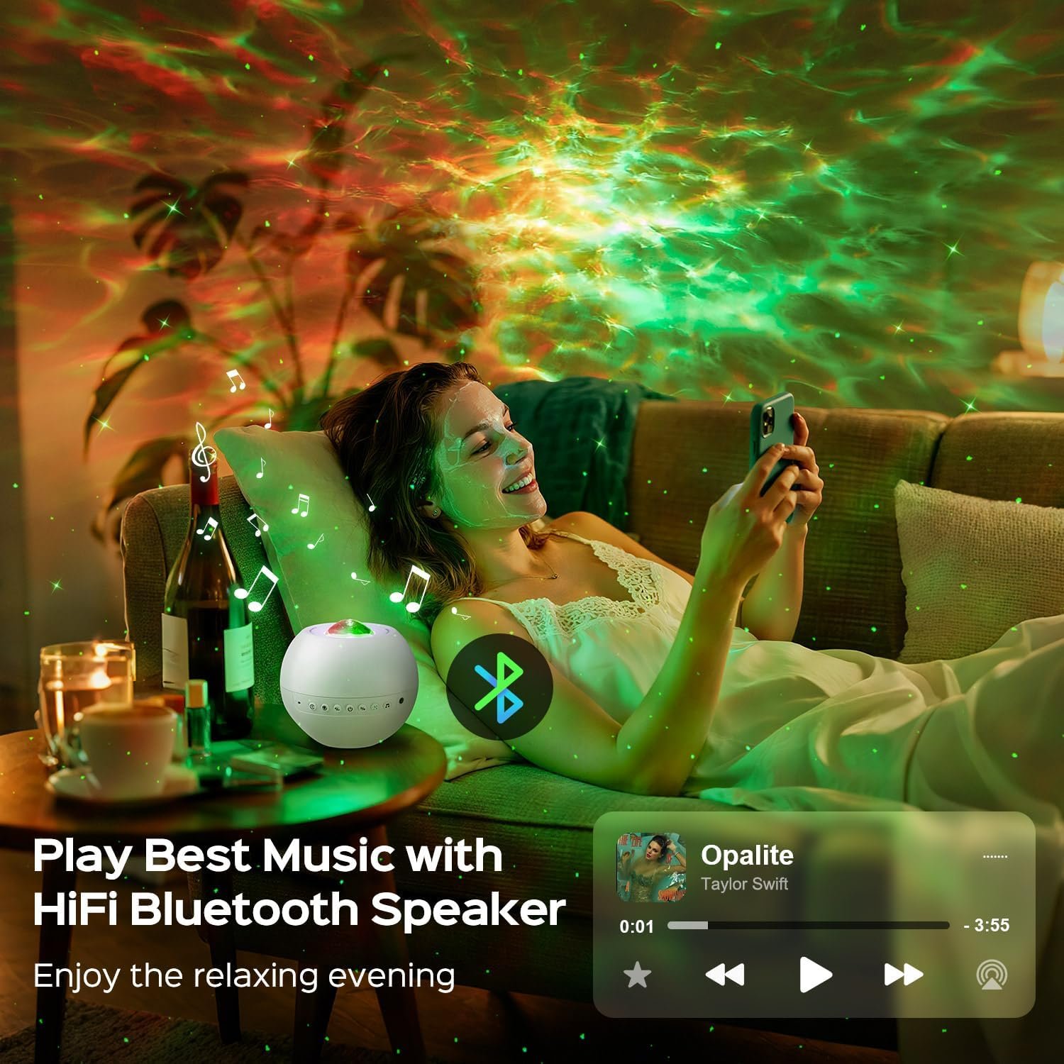 ESPADA Galaxy Projector, 15-Color Starry Sky Projector with White Noise, Ambient Night Light for Girls, Women & Boys, Birthday Gift - Image 4