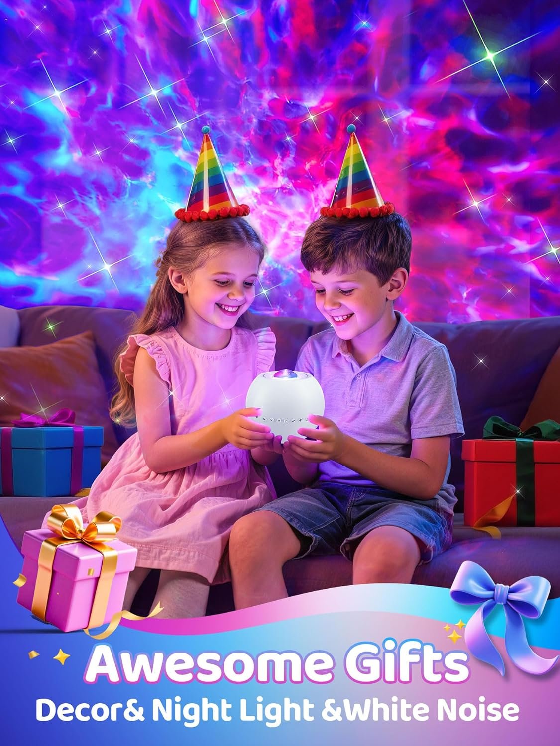 ESPADA Galaxy Projector, 15-Color Starry Sky Projector with White Noise, Ambient Night Light for Girls, Women & Boys, Birthday Gift - Image 9