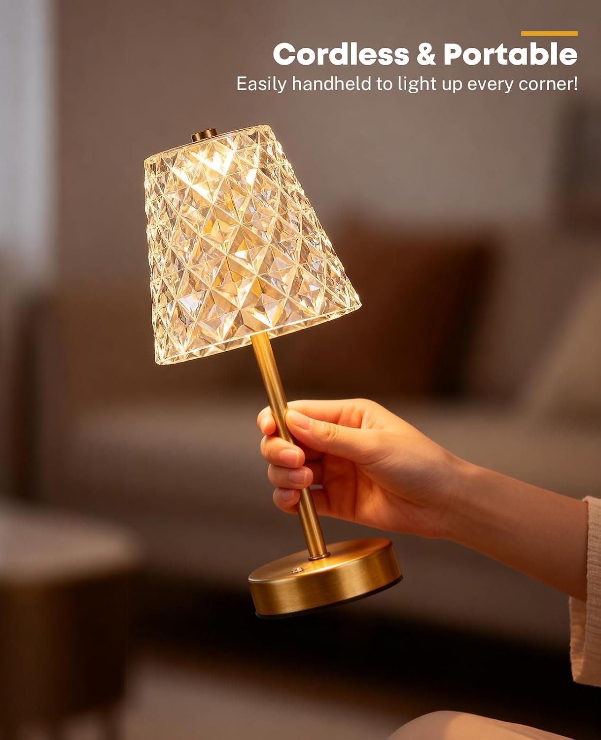 ESPADA Rechargeable Table Lamp, 5200mAh Cordless LED Lamp with 3 Color Modes, Stepless Dimming & Touch Control, Portable Bedside Lamp for Bedroom & Living Room - Image 5