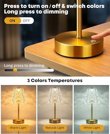ESPADA Rechargeable Table Lamp, 5200mAh Cordless LED Lamp with 3 Color Modes, Stepless Dimming & Touch Control, Portable Bedside Lamp for Bedroom & Living Room - Image 6