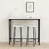 Espada Cancun Bar Table and Stools Set, 3-Piece White Marble Kitchen Breakfast Table with 2 Chairs, Space-Saving Dining Counter Set for Small Spaces - Image 3