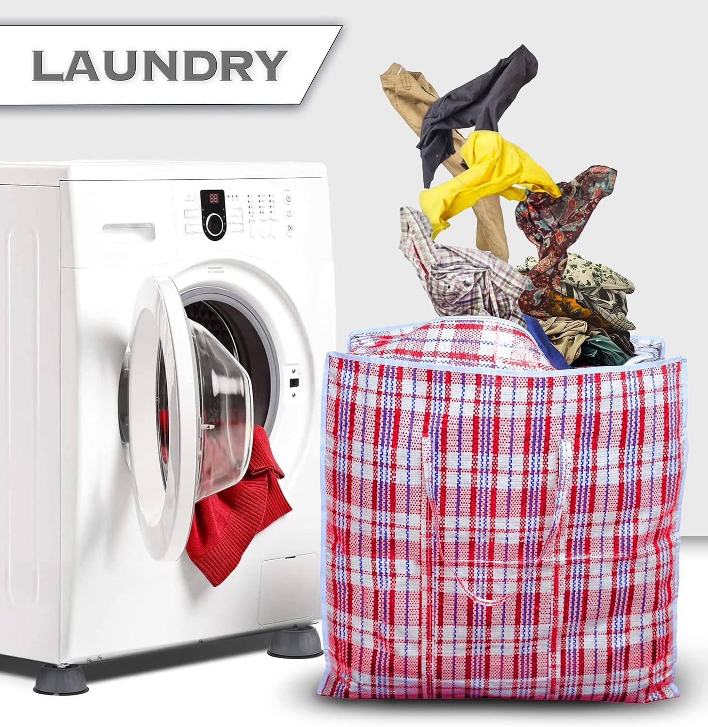 Espada Jumbo Laundry Storage Bags 5 Pack, Extra Large Reusable Zipped Storage Bags, 60 x 60 cm Heavy Duty Clothes Organiser Bags - Image 9