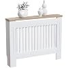Espada White Radiator Cover Medium, Modern Shaker Style with Vertical Slat Design, MDF Cabinet & Wooden Top Shelf, H83.3 x W111 x D19cm